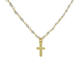 Ras de cou doré santa maria labradorite et croix 38cm