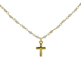 Ras de cou doré santa maria labradorite et croix 38cm