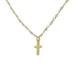 Ras de cou doré santa maria labradorite et croix 38cm