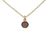 Collier doré médaille ronde zircons 38 cm