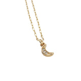 Collier doré petite lune zircons 38 cm
