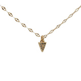 Collier doré petit triangle minimaliste avec zircons 38 cm