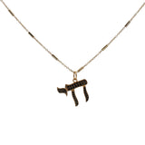 Collier doré avec Hai en zircons noirs 50 cm