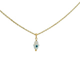 Collier doré oeil nacre main de fatma 42 cm
