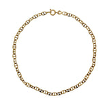 Gold ankle bracelet with round navy mesh