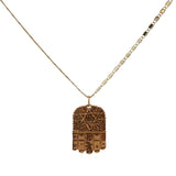 Collier doré Main de Fatma étoile de david 50 cm