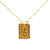 Gold necklace textured plate snake zircon