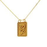 Gold necklace textured plate snake zircon