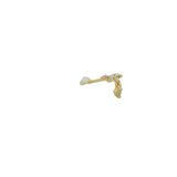 Boucle d'oreilles puce dorée en zircons blancs et pampille