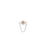 Boucle d'oreille puce en argent 925 zircon avec chainette