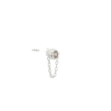 Boucle d'oreille puce en argent 925 zircon avec chainette