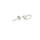 Boucle d'oreille puce en argent 925 zircon avec chainette
