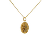 Collier doré médaille feuille de chanvre zircons 42 cm