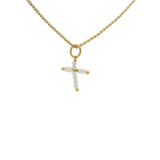 Collier doré petite croix en pierre de lune 42 cm