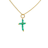 Collier doré petite croix onyx verte 42 cm
