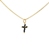 Collier doré petite croix en onyx noire 42 cm
