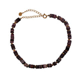 Bracelet de cheville doré coquillages violets en disques