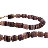 Bracelet de cheville doré coquillages violets en disques