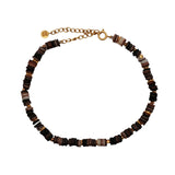 Bracelet de cheville doré coquillages marrons en disques