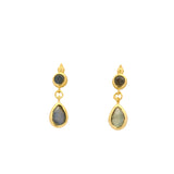 Puces dorées goutte pierre labradorite