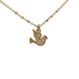 Collier doré petite colombe avec zircons 38 cm