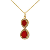 Collier doré infini onyx rouge zircons 42 cm