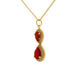 Collier doré infini onyx rouge zircons 42 cm