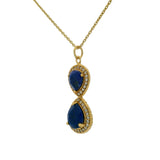 Collier doré infini Lapis et zircons 42 cm