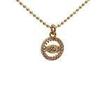 Collier doré petit médaillon avec zircons et oeil 38 cm