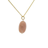 Collier doré grand scarabée Opale Rose 42 cm