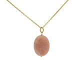 Collier doré grand scarabée Opale Rose 42 cm