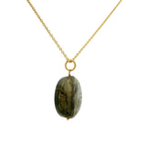 Collier doré grand scarabée labradorite 42 cm