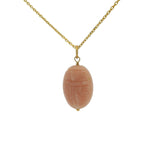 Collier doré petit scarabée Opale rose 42 cm