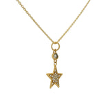 Collier doré étoile pierre de lune et zircons 42 cm