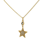 Collier doré étoile pierre de lune et zircons 42 cm