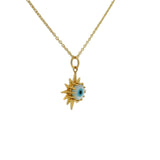 Collier doré soleil oeil en nacre