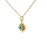 Collier doré soleil oeil en nacre