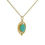 Collier doré amazonite cabochon pivotant 42 cm
