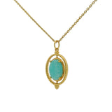 Collier doré amazonite cabochon pivotant 42 cm