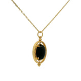 Golden necklace with swivel cabochon stone pendant