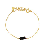 Bracelet doré pierre rectangle grenat et rubis zoisite