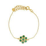 Bracelet doré fleur en onyx verte