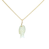 Collier doré poisson préhnite 42 cm