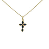 Gold necklace with flower cross and natural stones