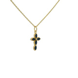 Gold necklace with flower cross and natural stones