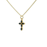 Gold necklace with flower cross and natural stones