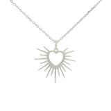 Collier en argent 925 pendentif coeur soleil 42 cm