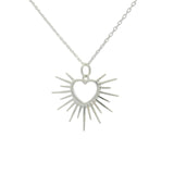 Collier en argent 925 pendentif coeur soleil 42 cm