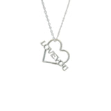 Collier argent  coeur "I LOVE YOU" 42 cm
