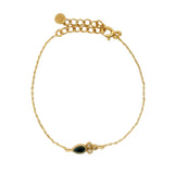 Bracelet doré goutte en onyx noire et zircons blancs